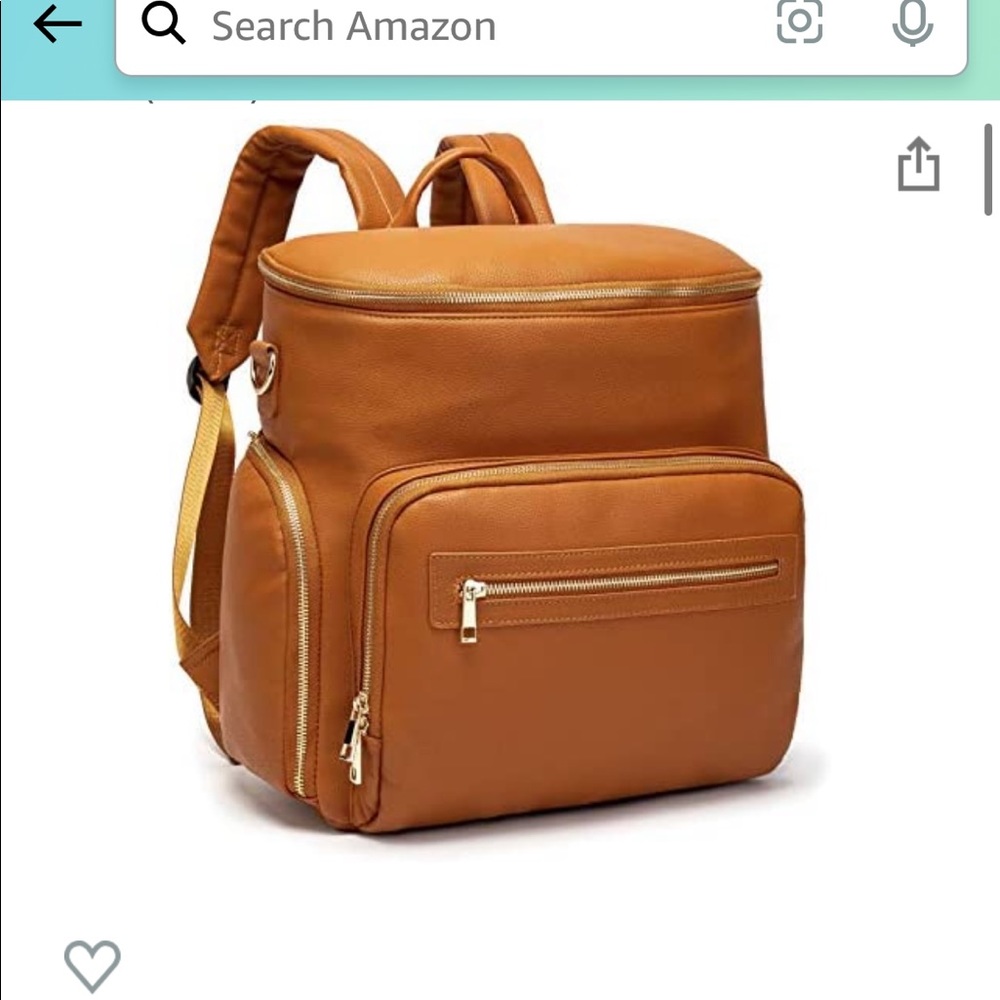 Baby Diaper Bag/Backpack Faux Brown Leather